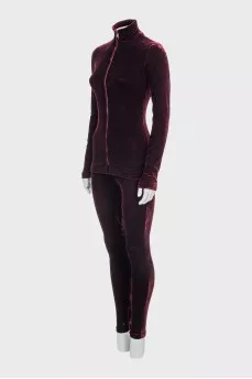Velvet cardigan and trousers suit