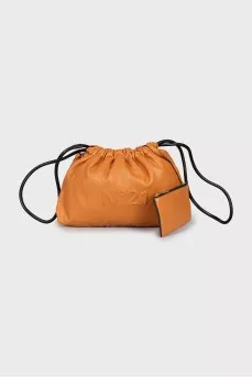Leather bucket bag with removable strap