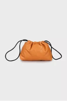Leather bucket bag with removable strap