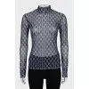 Long sleeve mesh shirt with signature monogram
