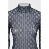 Long sleeve mesh shirt with signature monogram