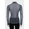 Long sleeve mesh shirt with signature monogram
