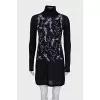 Knitted dress with floral embroidery