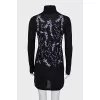 Knitted dress with floral embroidery