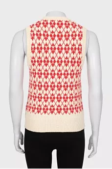 White and red printed vest