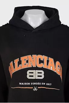Black oversized hoodie with logo