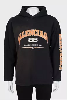 Black oversized hoodie with logo