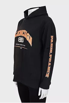 Black oversized hoodie with logo