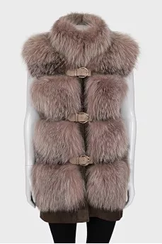 Silver fox fur vest