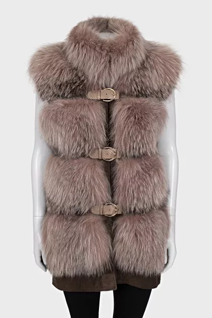 Silver fox fur vest