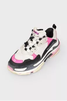 Triple-s sneakers with black and pink accents