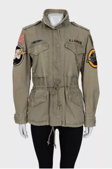 Jacket decorated with patches