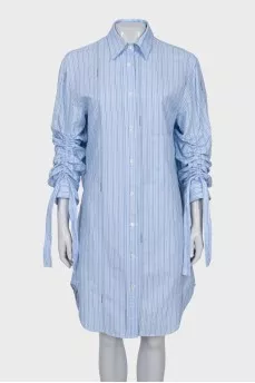 Shirt dress with tie sleeves