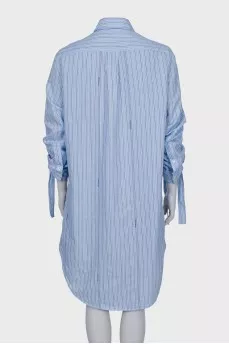 Shirt dress with tie sleeves