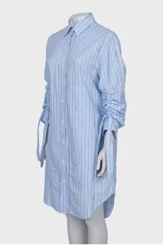 Shirt dress with tie sleeves
