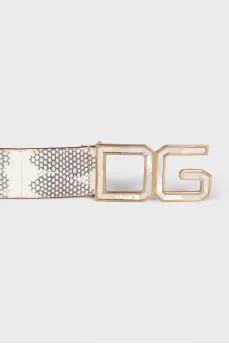 Animal print leather belt