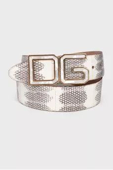 Animal print leather belt