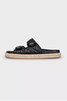 Leather sandals with woven soles