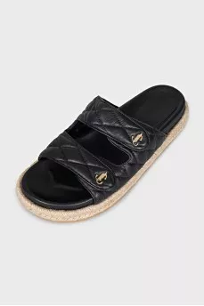 Leather sandals with woven soles