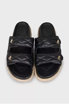 Leather sandals with woven soles
