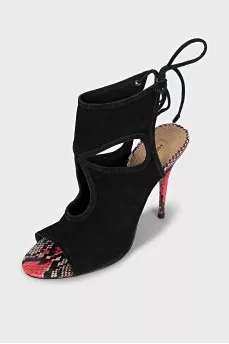 Suede printed stiletto heel sandals