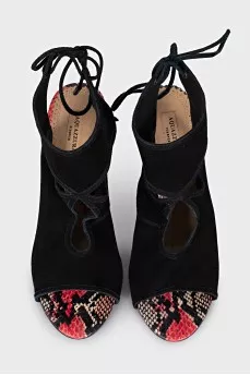 Suede printed stiletto heel sandals