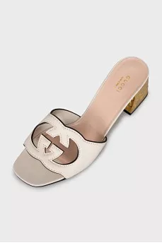Leather sandals with accent heel