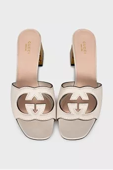 Leather sandals with accent heel