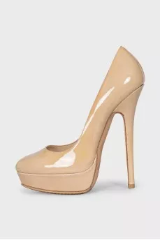 Patent leather platform stiletto heels