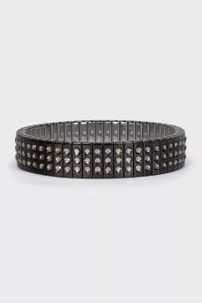 Black bracelet with crystals