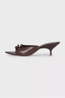 Brown leather mules