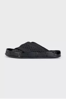 Black Woven Slippers