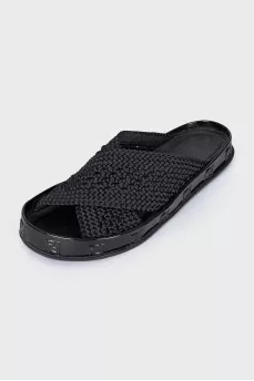 Black Woven Slippers