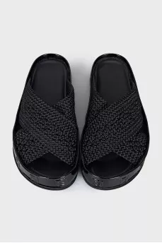 Black Woven Slippers