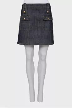 A-line denim skirt with pockets