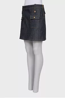 A-line denim skirt with pockets