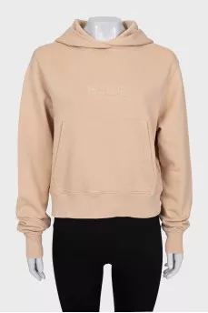 Beige hoodie with embroidery