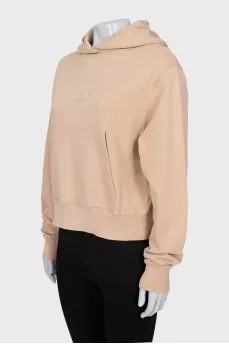 Beige hoodie with embroidery