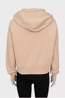 Beige hoodie with embroidery