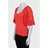 Red jumper with silk sleeves
