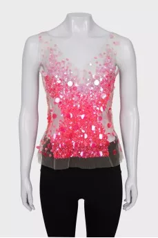 Transparent tank top with sequins