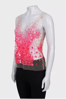 Transparent tank top with sequins