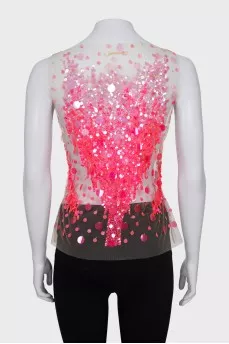 Transparent tank top with sequins