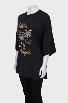 Oversized T-shirt with print and tag