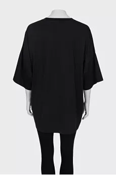 Oversized T-shirt with print and tag
