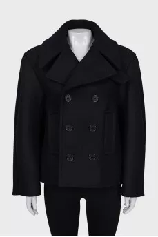 Short wool coat with silk lining
