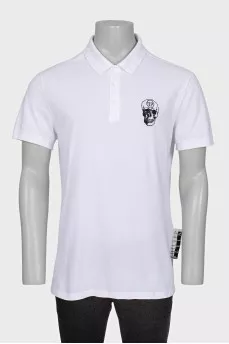 Men's White T-Shirt with Branded Embroidery