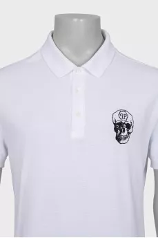 Men's White T-Shirt with Branded Embroidery