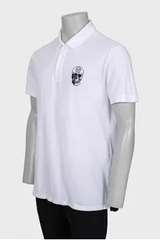 Men's White T-Shirt with Branded Embroidery