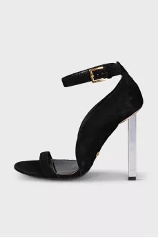 Suede sandals with mirror heels